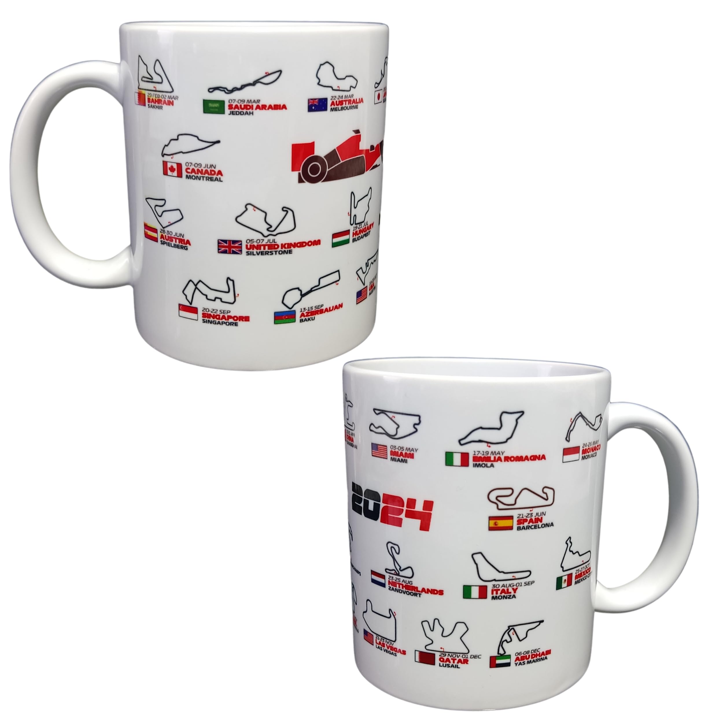 SANGOIMPRESS Formula 1 and Moto GP Personalised Mug with Calendar and Circuits 2024 (F1 2024)