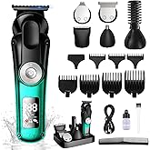 BILLAR 6 in 1 Professional Mens Grooming Kit for Mustache,Body, 17 Piece All-in-One Mens Grooming Kit and Hair Clipper, Nose, Ear,Body and Face, Electric Razor with Type-C Recharge Dock