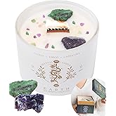 Taurus Virgo Capricorn Gifts for Women - 12oz Wood Wick Candles That Crackle with Crystals and Healing Stones. Healing Crystal Candles for Women Home Scented. Soy Wax, for Zodiac Birthdate