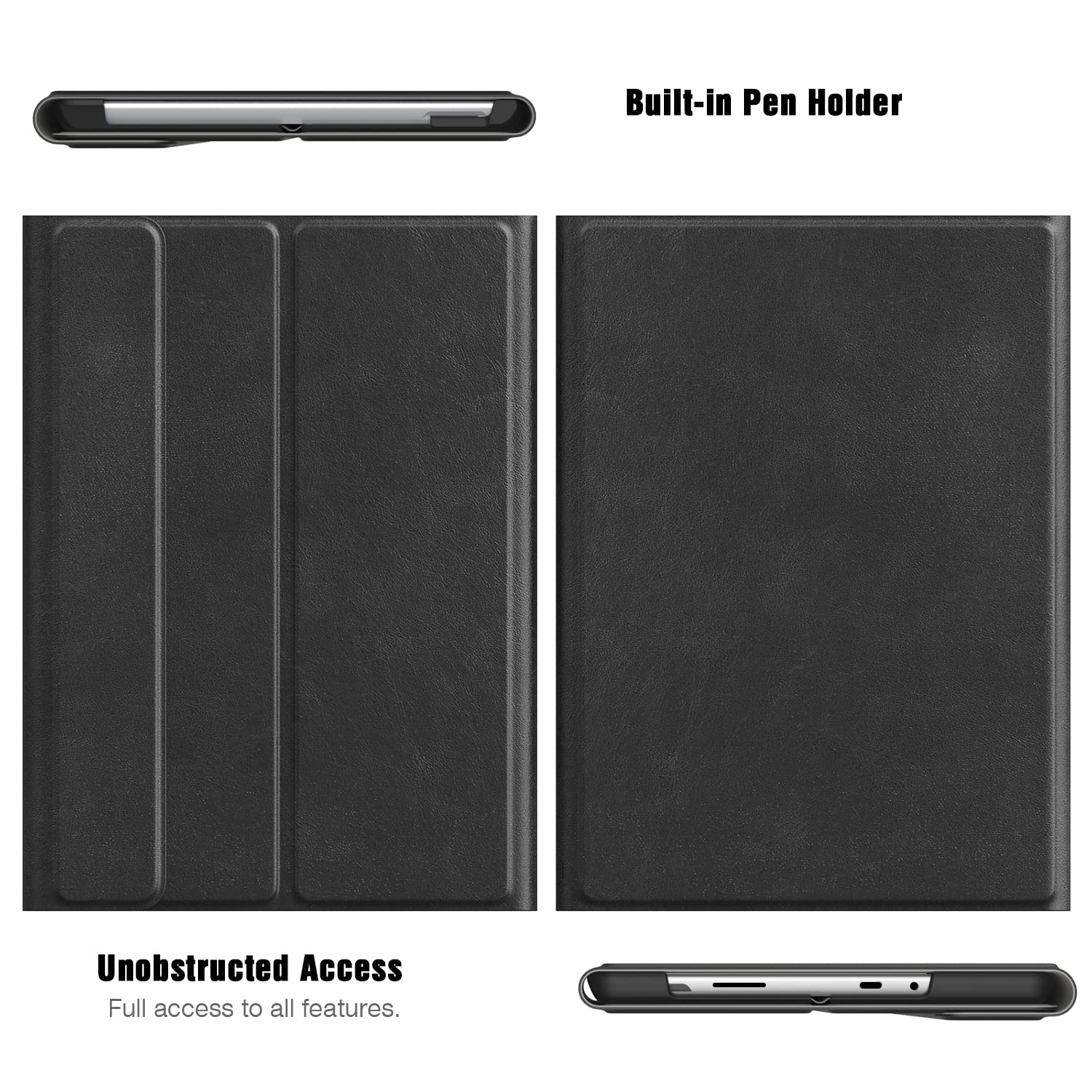 MoKo Case Fit Microsoft Surface Go 4 (2023) /Surface Go 3 (2021)/ Surface Go 2 (2020)/ Surface Go 2018 Case, Ultra Lightweight Portfolio Business Cover, Compatible with Type Cover Keyboard, Black