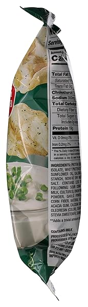 QUEST NUTRITION PROTEIN CHIPS, SOUR CREAM & ONION, 21G PROTEIN, 3G NET CARBS, 130 CALS, 1.2OZ BAG, 1 COUNT, HIGH PROTEIN, LOW CARB, GLUTEN FREE, SOY FREE, POTATO FREE