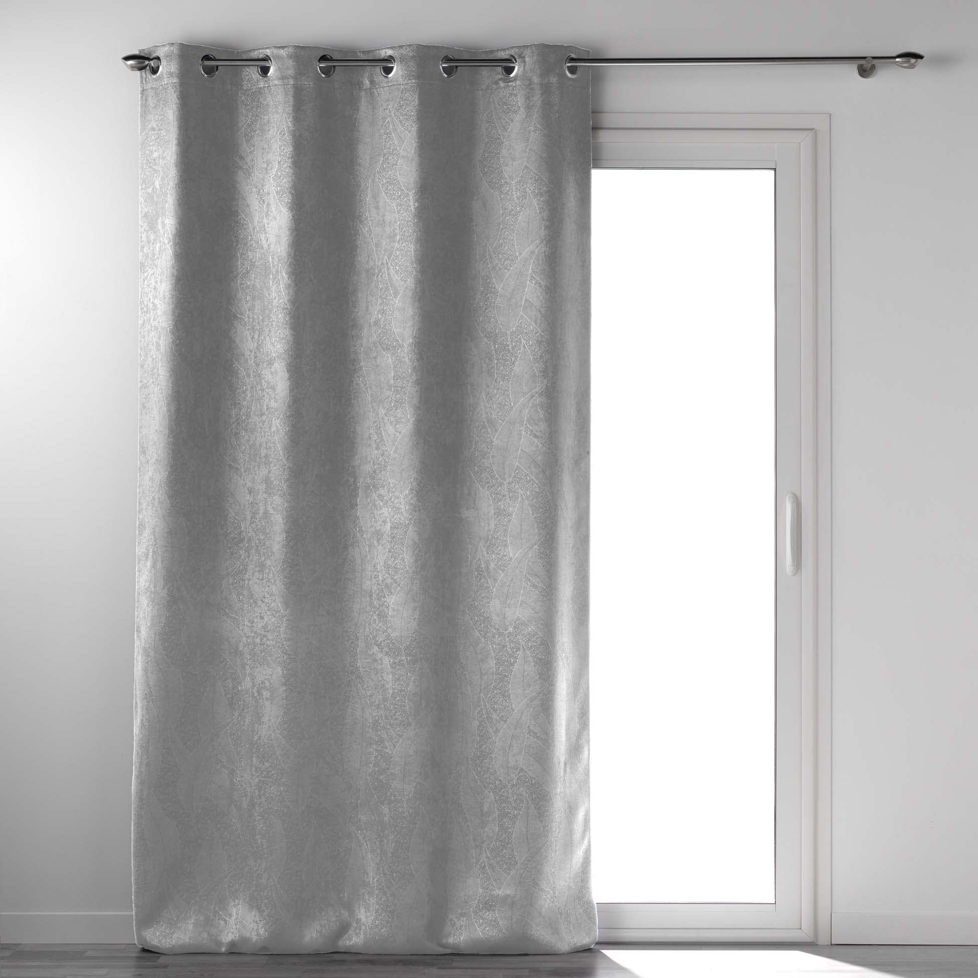 Douceur d'Intérieur, Melodie Eyelet Curtain 135 x 280 cm Grey Opaque Crushed Velvet