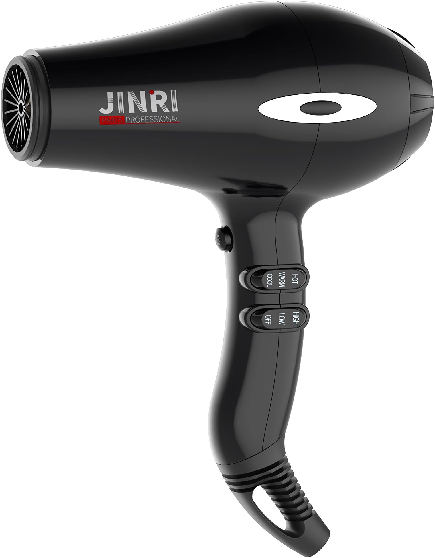 Jinri 1875w Professional Ac motor Powerful Ceramic Mid-size 3 Heat and 2 Speed with ionic conditioning Travel,Lightweight hair dryer Blow Dryer(Black)