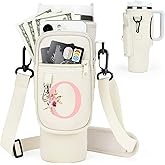 Initial Water Bottle Holder with Strap for Stanley Cup Accessories 40 oz Tumbler/Simple Modern Tumbler Bag, Water Bottle Carrier Bag with Strap,Personalized Valentine's Day Gift for Women,Her & Girls