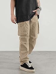PLEPAN Men's Casual Cargo Pants Drawstring Hiking