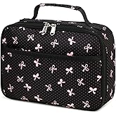 LEDAOU Lunch Box Kids Insulated Lunch Bag Girls Toddler Reusable Lunchbox for School Picnic Hiking (Black-Pink Bow)