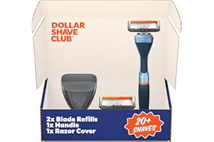 Dollar Shave Club | The Guest Pass Shave Set | 2 Extra Close Refill Cartridges, 1 Handle (Blue), 1 Razor Cover, Razors for Men