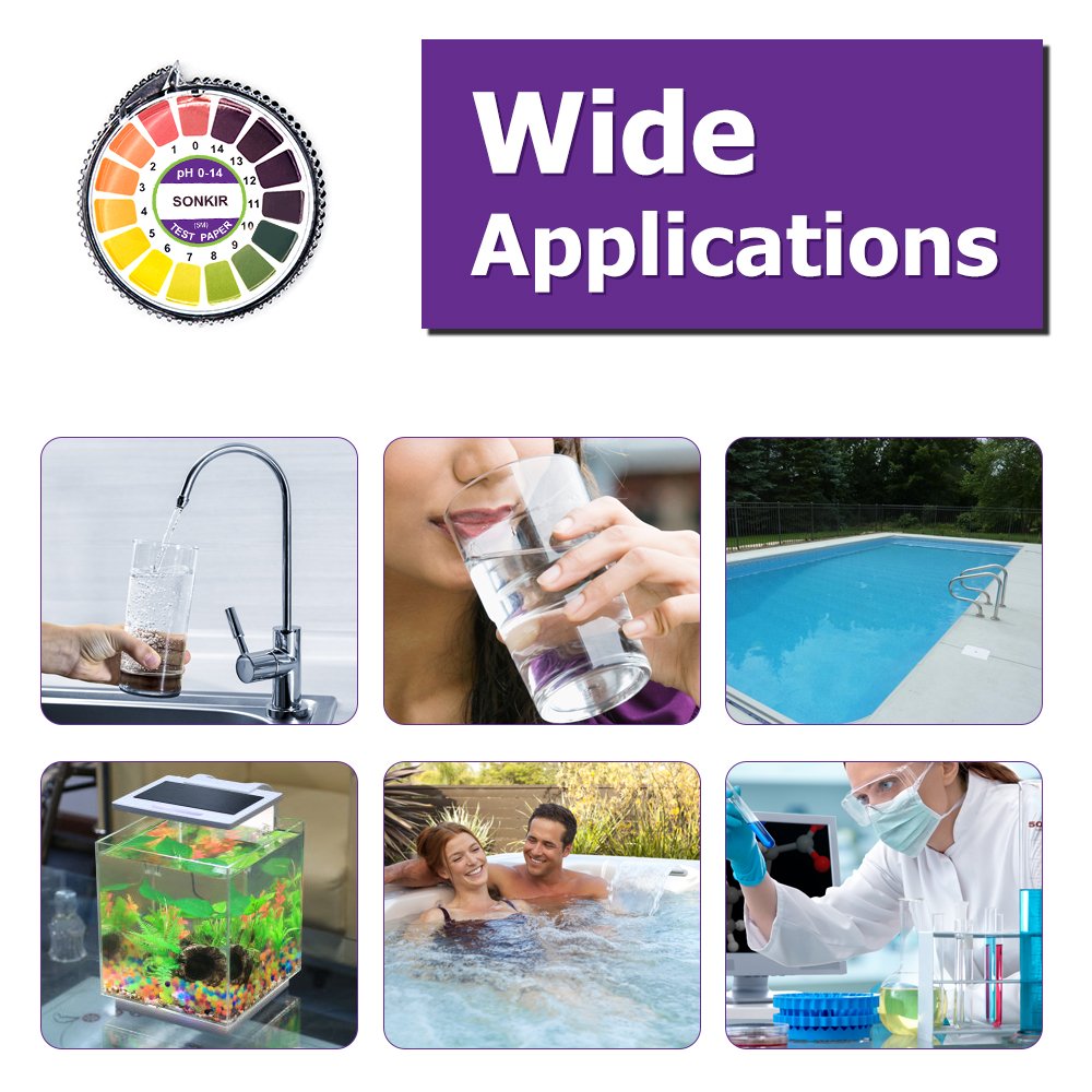 Sonkir pH Test Strips, Test pH Level for Acidic Alkaline, Professional Universal pH Strips Litmus Paper Roll, Full pH Range of 0-14 (16.4ft)