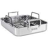 Viking Culinary 3-Ply Stainless Steel Roasting Pan, Includes a Nonstick Rack, Dishwasher, Oven Safe, Works on All Cooktops in