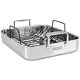 Viking 3-Ply Stainless Steel Roasting Pan with Non Stick Rack, 16 x 13 Inch Kitchen Cookware, Great for Turkey, Dishwasher and Oven Safe, Induction Ready, Silver