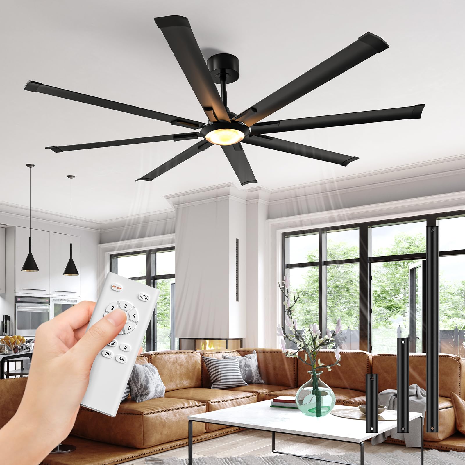 80 Modern Ceiling Fan with Lights, Remote & Quiet DC Motor, Dual Finish Blades