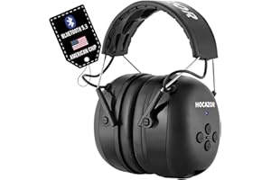 Hocazor HZ07 Bluetooth 5.3 Hearing Protection - NRR 25dB Noise Cancelling Earmuffs with 1500mAh Rechargeable Battery for Work