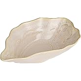 Creative Co-Op Oyster Shaped Stoneware Bowl, Cream