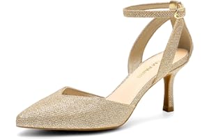 DREAM PAIRS Women's Kitten Heels Pumps Closed Pointed Toe Comfortable D'Orsay Dress Shoes for Wedding Party Dance