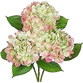 Oairse 3Pcs Green Hydrangea Artificial Flowers 19.7 in Real Touch Faux Hydrangea Stems Silk Flowers with Stems Fake Green Flowers Bouquet for Floral Arrangements Table Centerpieces Wedding Home Decor