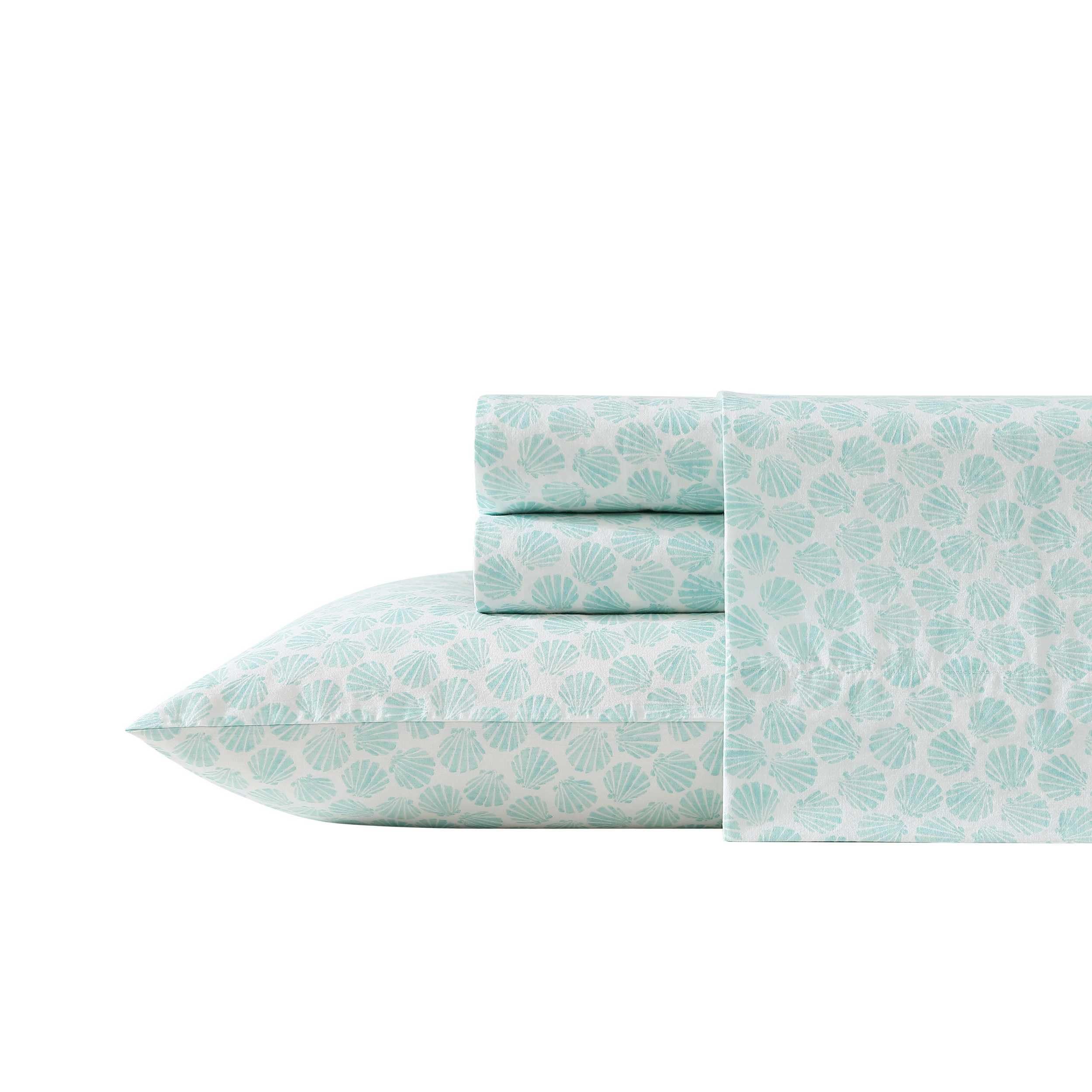 Photo 1 of Laura Ashley - Twin Sheets, Cotton Percale Bedding Set, Lightweight & Breathable Home Decor (Margate Shells Blue, Twin)