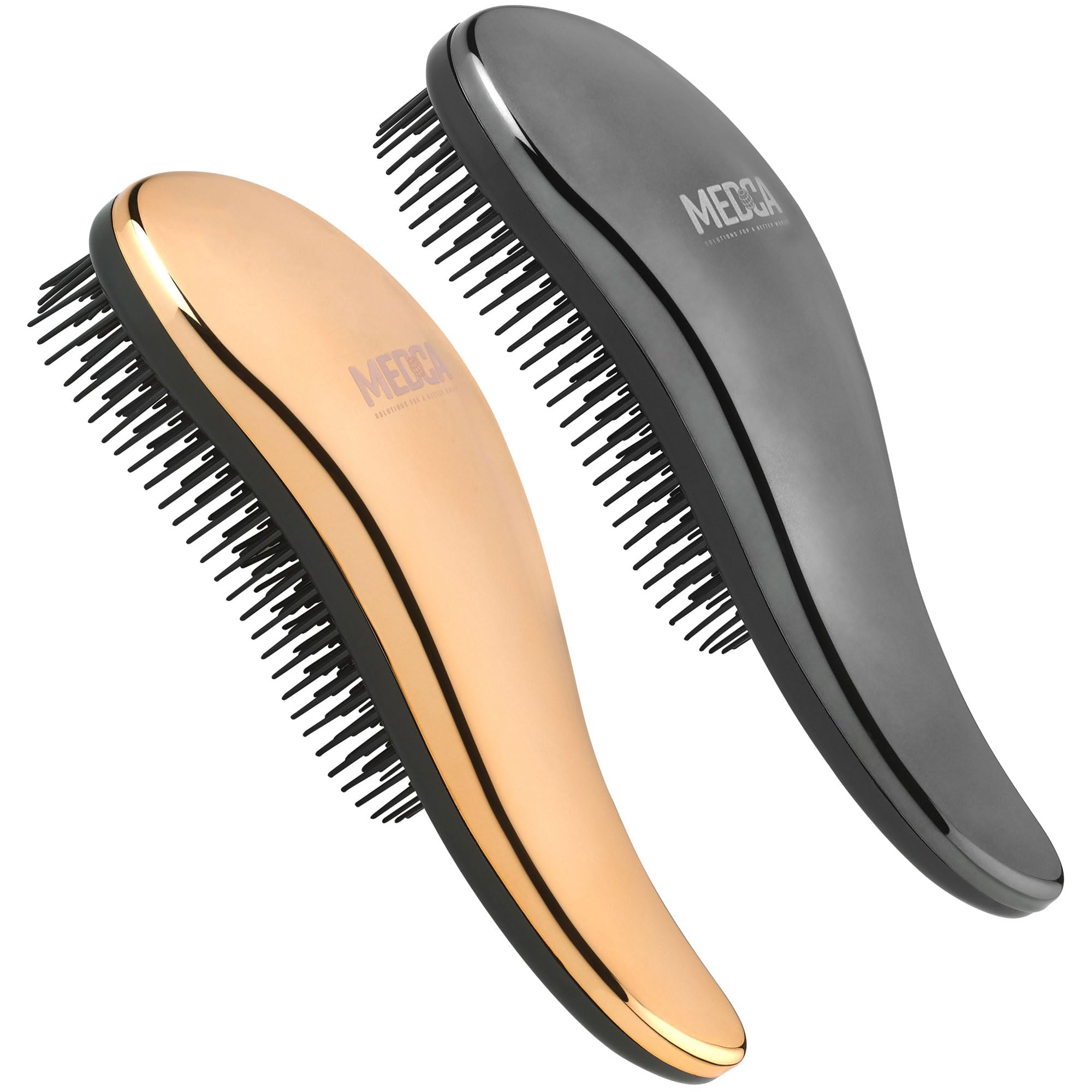 Detangling Brushes - Detangler Brush Set - Pain-Free Hair Brush Straightener that Removes Tangles and Knots Straightening Hair Shiny and Smooth (Rose Gold and Black)