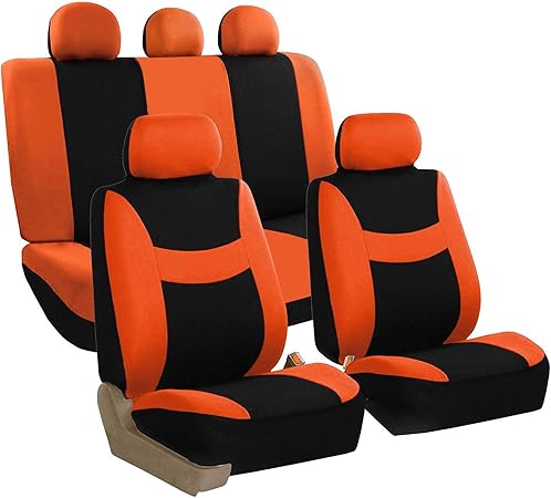 Amazon カーシートカバーフル9セットフロントリアユニバーサル耐性カバーセット 安い ディスカウント価格オートインテリアアクセサリーチャイルドシートカバープロテクター Color Orange シートクッション 車 バイク