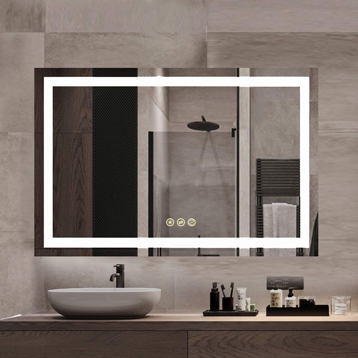 MAIHAUZ Dimmable Touch Switch Wall Mounted 60x40 inch LED Lighted Bathroom Mirror