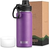 Koodee Insulated Water Bottle, 18 oz Stainless Steel Double Wall Vacuum Wide Mouth Sport Bottle with Leakproof Spout Lid (Purple)