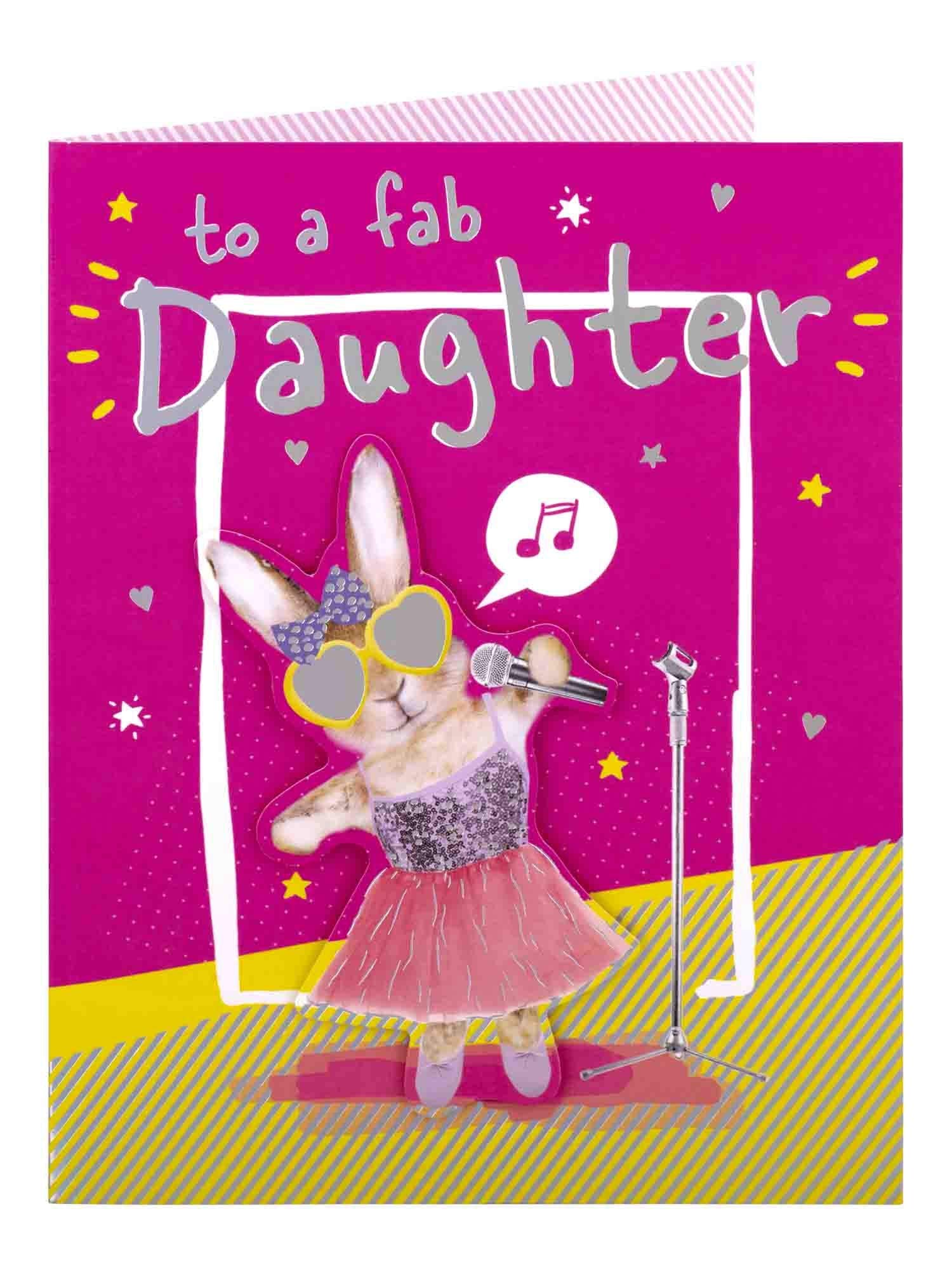 Clintons: Karaoke Bunny Daughter Birthday Card 149x195mm, multi-color, 1149157