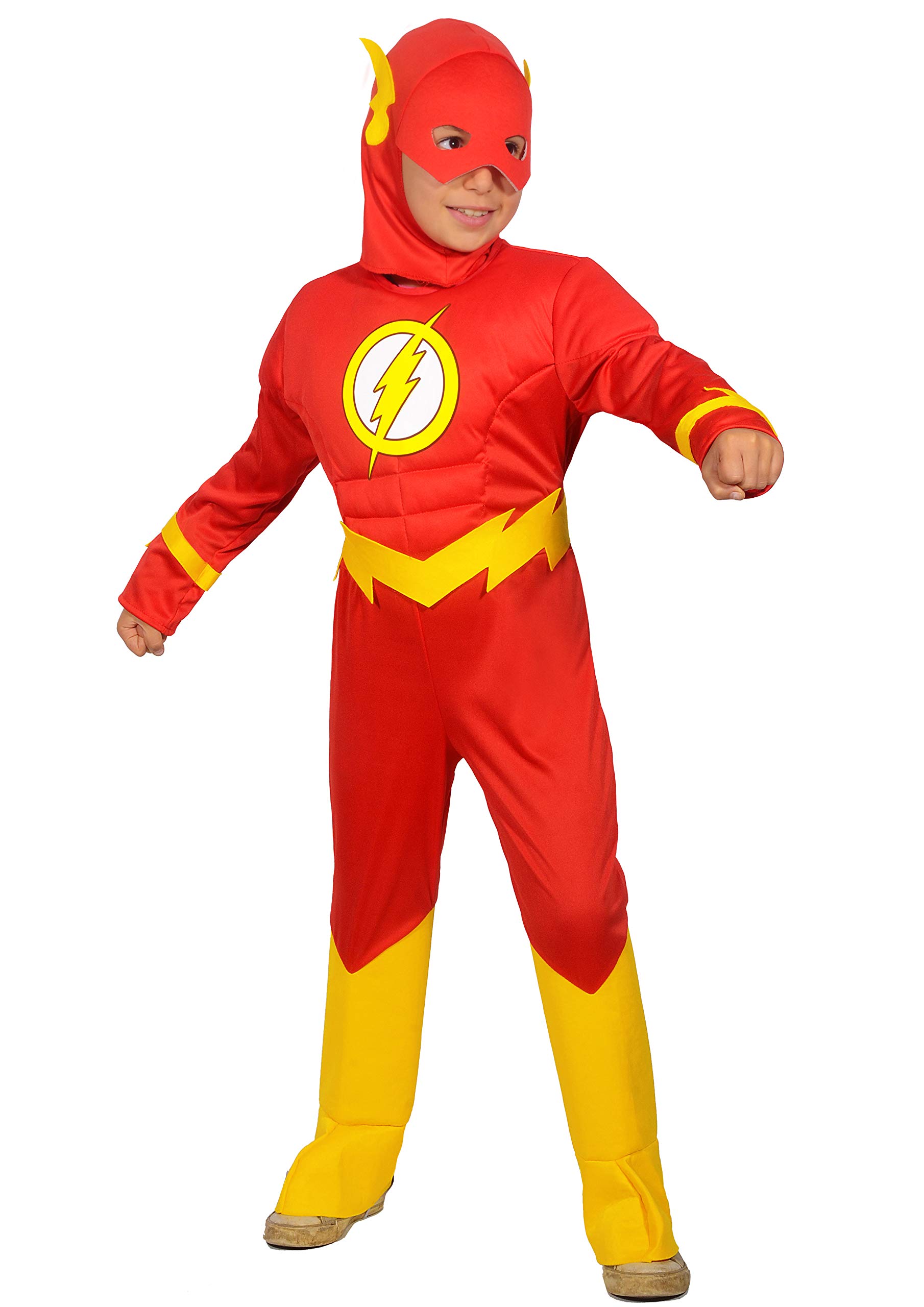 The Flash costume disguise boy official DC Comics (Size 10-12 years) with padded muscles