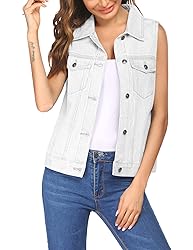 Chainscroll Women's Denim Vest Casual Classic Jean