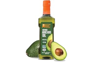 BetterBody Foods Refined Avocado Oil, Non-GMO Cooking Oil, Kosher, Keto and Paleo Diet Friendly, Frying, Baking, Avocado Oil, 500 mL, 16.9 Fl Oz