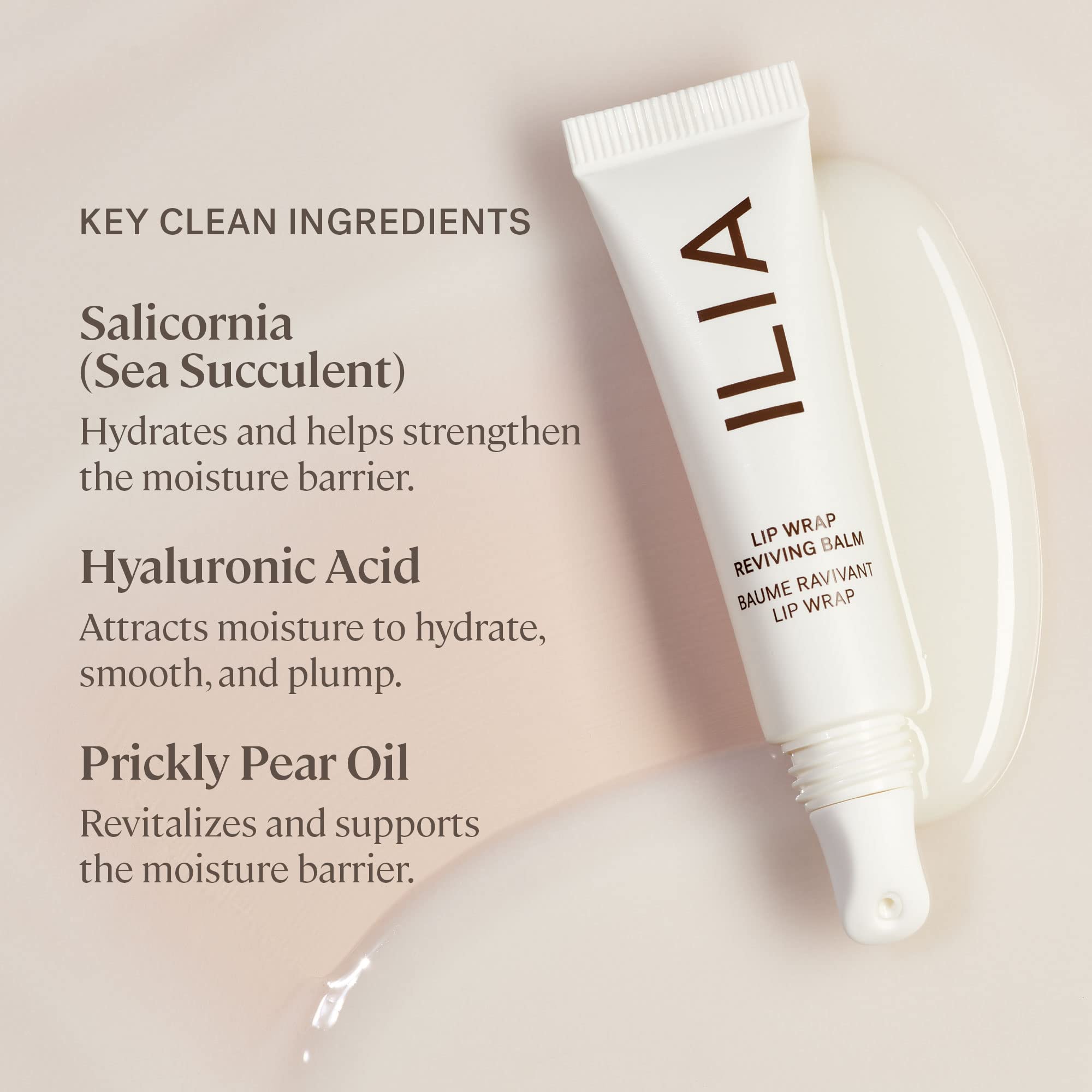 ILIA - Lip Wrap Reviving Balm | Hydtrate, Smooth, Plump | Barrier-Building with Hyaluronic Acid + Sea Succulent | Gluten + Silicone-Free | Non-Toxic, Vegan, Cruelty-Free (Lucid, 0.23 fl oz | 7 ml)