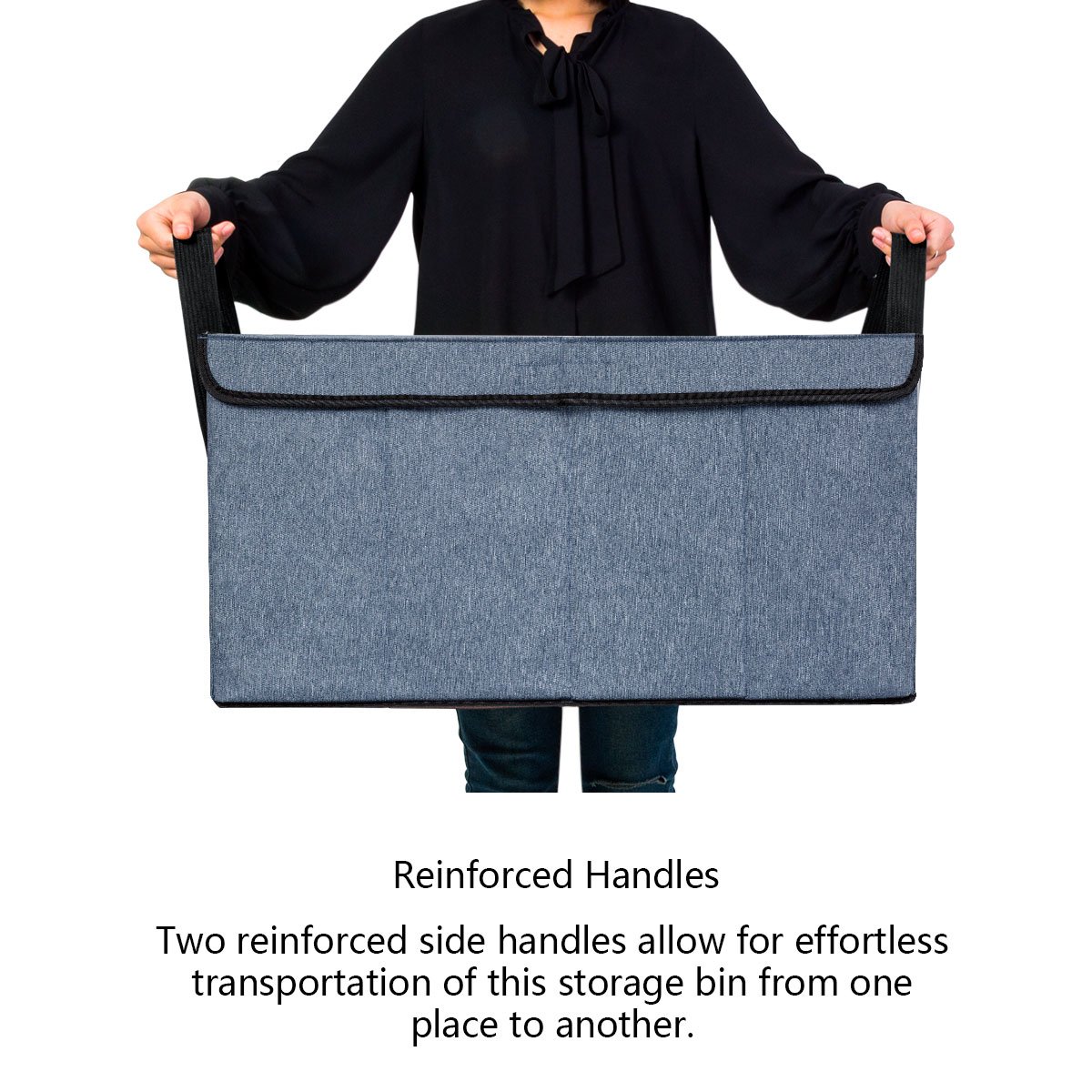 Collapsible Toy Chest Box Large Baby Storage Basket with Flip-Top Lid and Handles 2 Section Waterproof Kids Toys organizer Sorter for Nursery , Home Organization, Closets, Playroom ( L, blue )