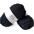 Superwash Merino Wool Yarn for Knitting and Crocheting, 3 DK or Light Worsted, Worsted, DK Weight, Drops Merino Extra Fine, 1.8 oz 115 Yards per Ball (02 Black)