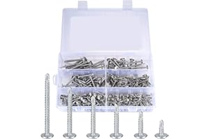 QIWUHAI Self Tapping Screws for Sheet Metal, 210 Pcs Self Drilling Screws, Phillips Truss Head Self-Drilling Tek Screws Assortment Kit, Sheet Metal Screws - 1/2", 3/4", 1", 1-1/4", 1-1/2", 2"