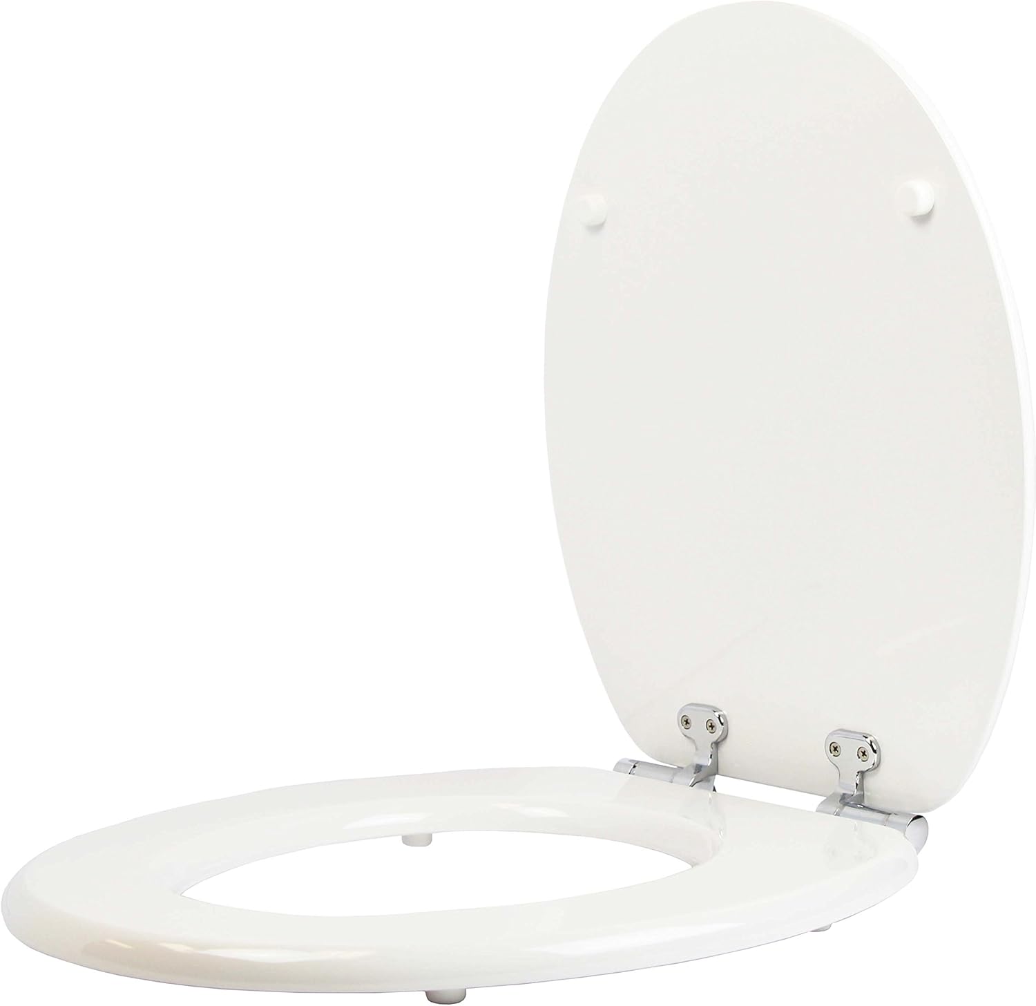 TOPSEAT Toilet Seat with Easy Takeoff Soft Close Chrome Hinges, Wood