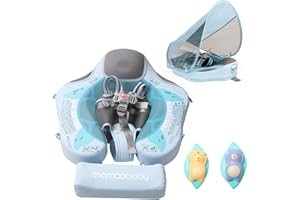 HI BABY MONMENT Baby Swimming Float - Mambobaby Float Non Inflatable Baby Pool Float with Sun Protection Canopy & Tail No Flip Swim Trainer Over Baby Floats