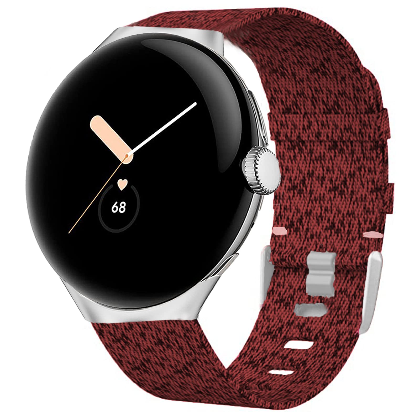 Blueshaweu Compatible for Google Pixel Watch Band, Breathable Nylon Woven Fabric Replacement Accessory Strap Compatible for Google Pixel Watch (Red)