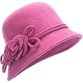 Lawliet Womens Retro Collapsible Soft Knit Wool Cloche Hat Bucket Flower A466