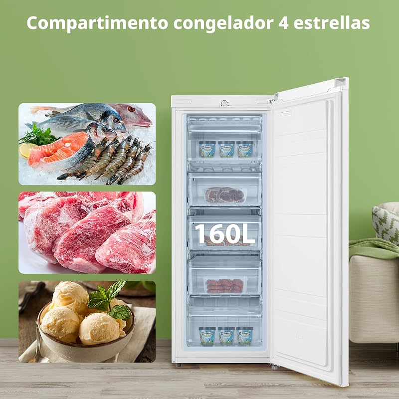 ' 160 L Congelador Armario, Puerta Reversible, Blanco