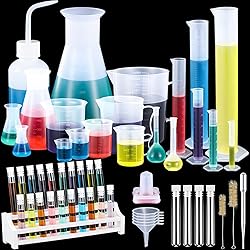 Kingdder 58 Pcs Plastic Beakers Set Include 6