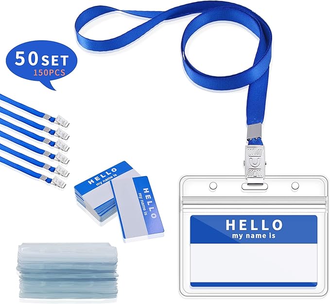 Gimars Waterproof Name Badge Holders with Lanyards and Nameplates