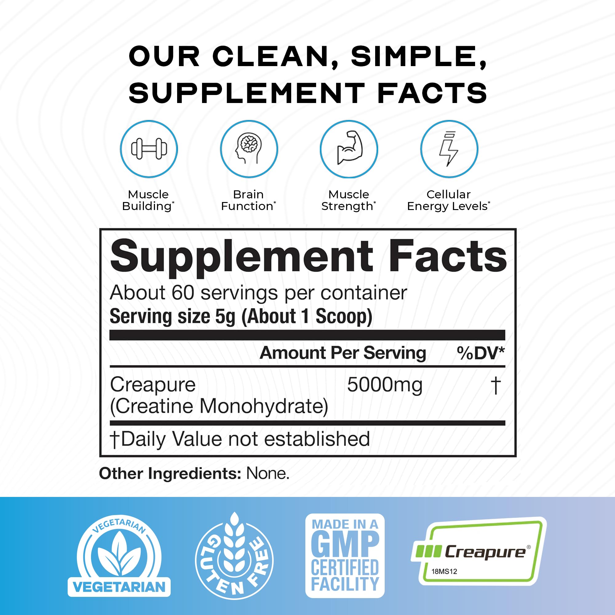 Muscle Feast Creapure Creatine Monohydrate Powder, Vegan Keto Friendly Gluten-Free, Mass Gainer, Muscle Recovery Supplement and Trusted Creatine for Muscle Growth, Creatine Powder, Unflavored, 300g