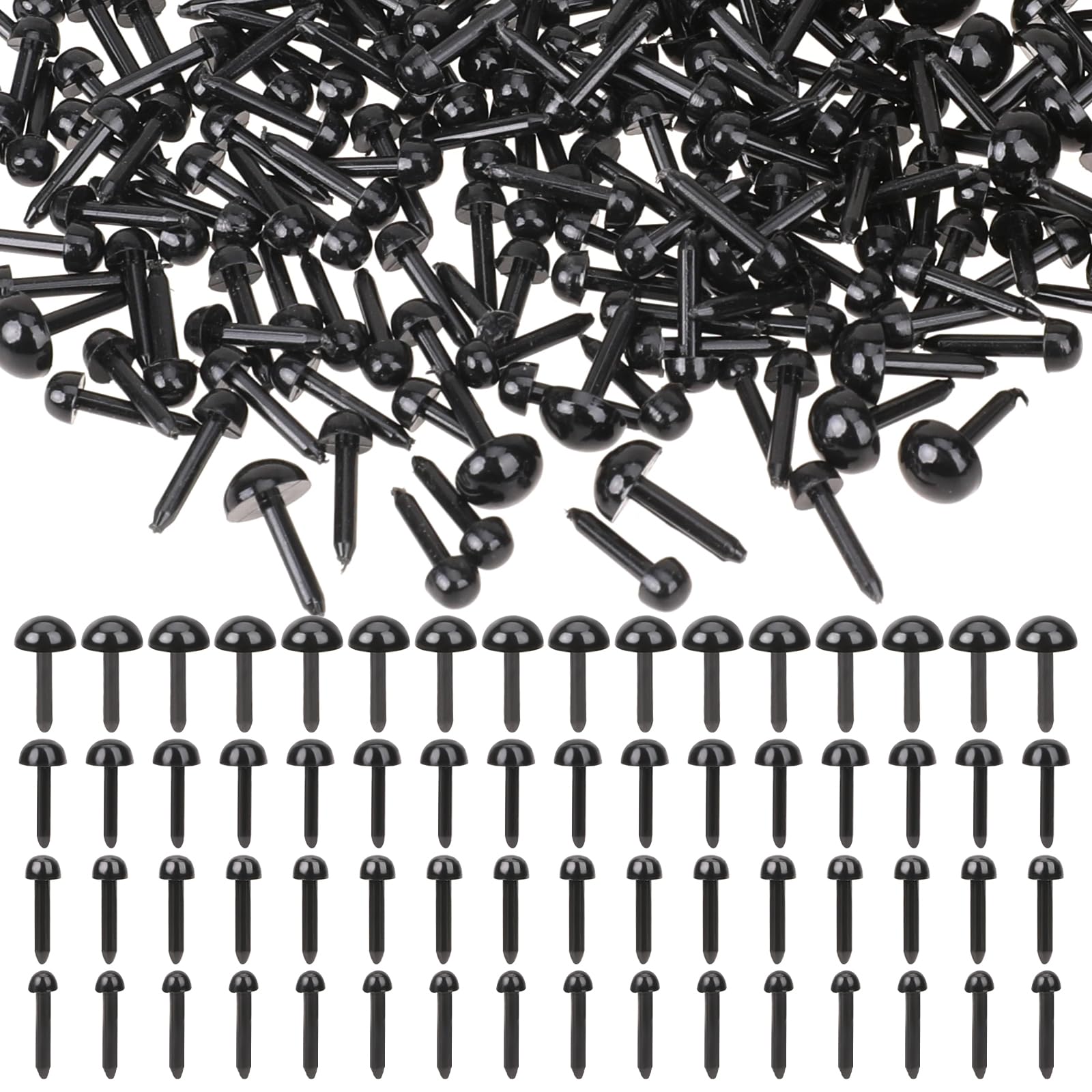 500PCS Small Safety Eyes for Crocheting, Plastic Doll Eyes Mini Stuffed Crochet Eyes 3mm 4mm 5mm 6mm Black Eyes for Crochet Animals Needle Felting Bears Stuffed Doll and Plush Animal (Various Sizes)