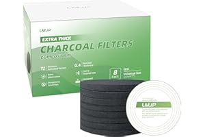 LMJP 7.25 Inch Charcoal Filters for 8 Pack Kitchen Countertop Compost Bins - Extra Thick 0.4" for Longer Lasting Activated Carbon