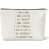 Positive Daily Affirmation Stress Relief Gifts Cosmetic Bag Employee Appreciation Gifts Inspirational Motivational Gift Makeup Bag Birthday Christmas Graduation Gift for Friend Sister Travel Pouch