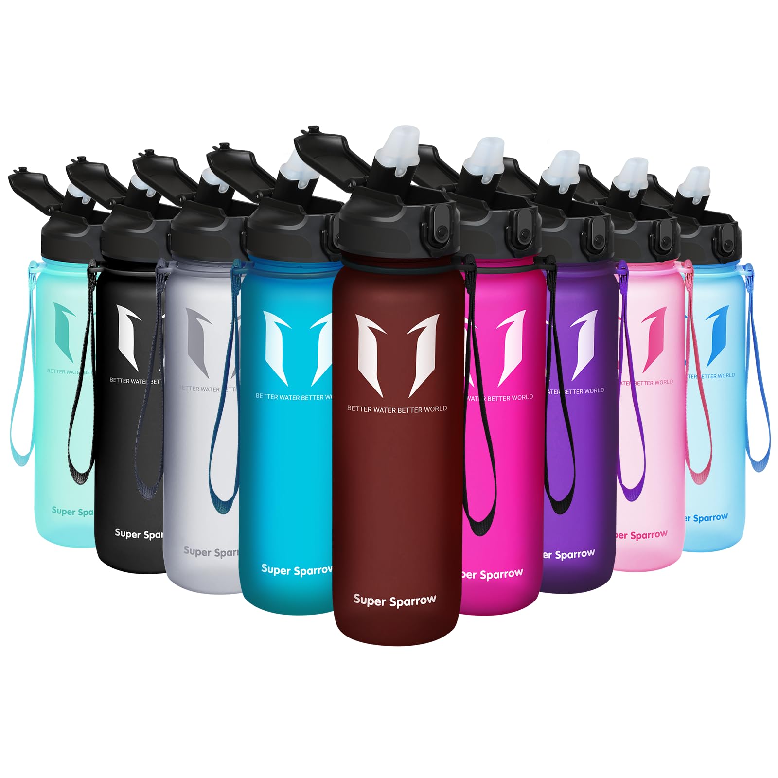 Super Sparrow Water Bottle with Straw - 1000ml - Non-Toxic BPA Free Tritan Sports Water Bottle - Leak Proof Gym Bottle