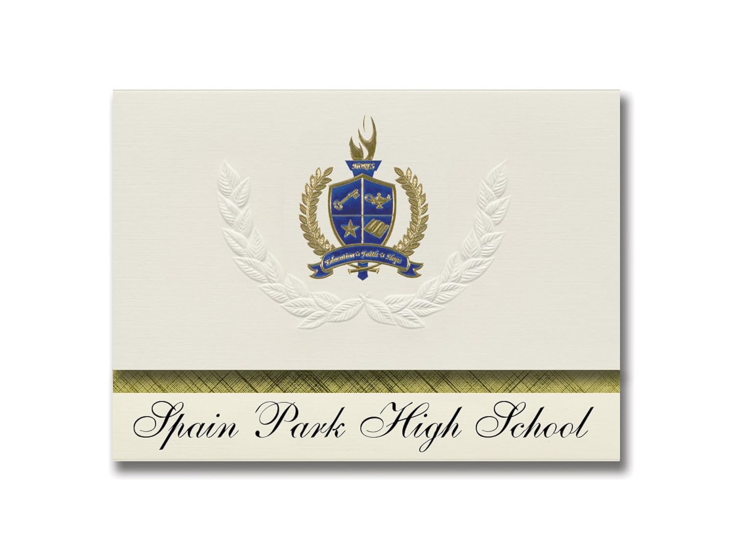 Signature Announcements Spain Park High School (Hoover, AL) Graduation Announcements, Presidential style, Basic package of 25 with Gold & Blue Metallic Foil seal