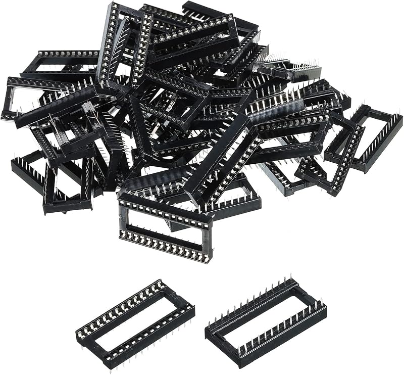 sourcing map 28 Pin DIP IC Socket Adapter Flat Pin 2.54mm Pitch 15mm Row