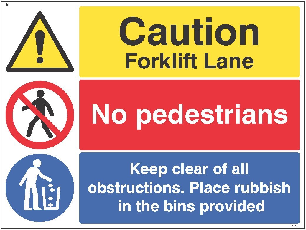 Caledonia Signs 14315Q Caution Forklift Lane, No Pedestrians, Keep Clear