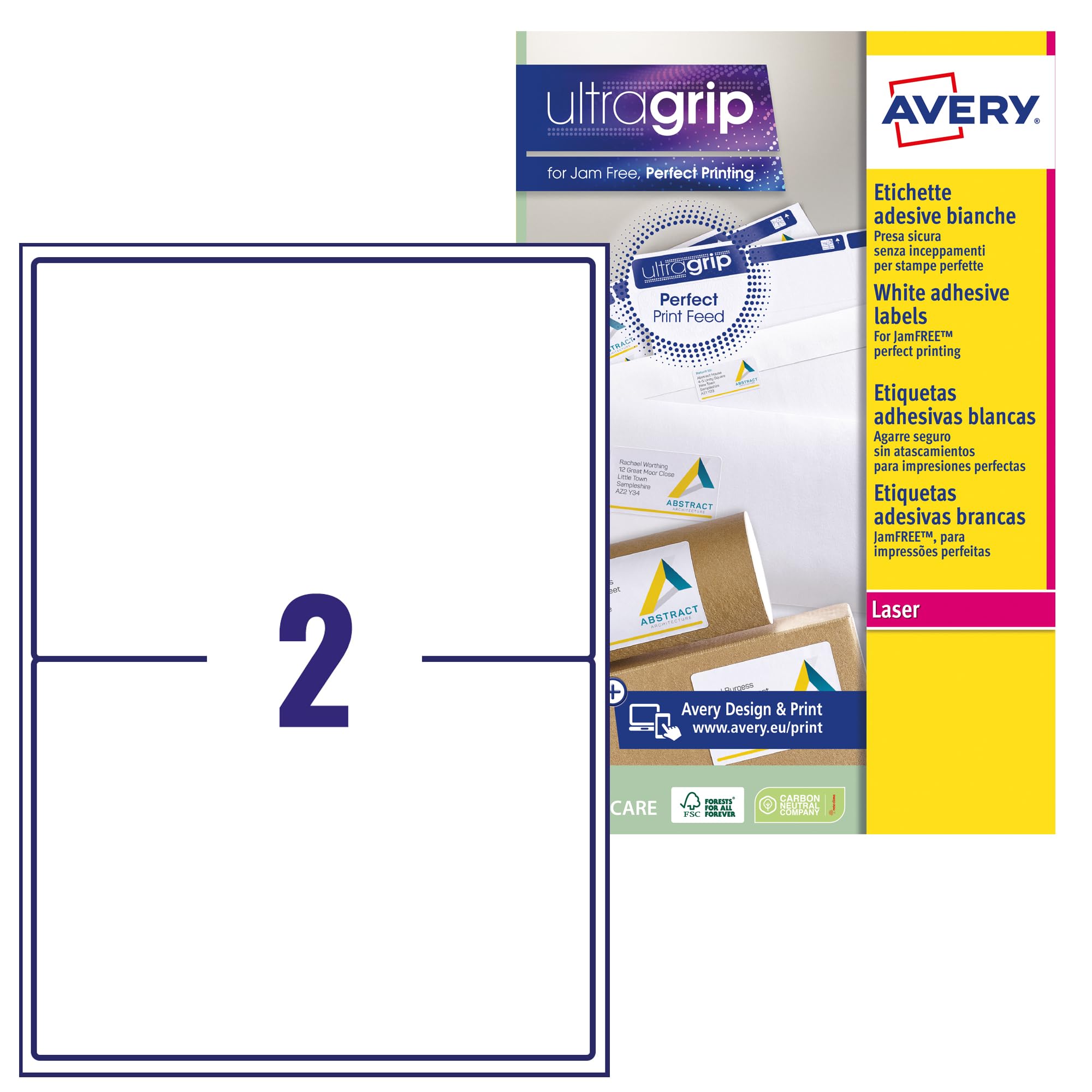 Avery l7168-15 Pack of 30 Laser Labels 199.6 x 143.5 mm White