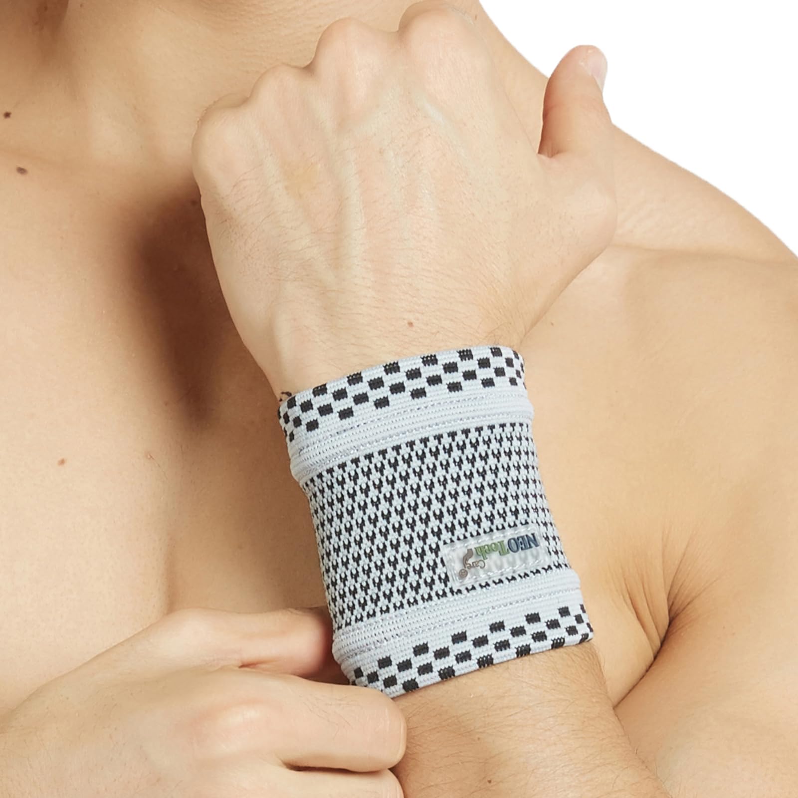 Neotech Care Wrist Brace - Light, Elastic & Breathable - Men, Women, Right or Left - for Sweat, Sports, Exercise, Workout, Gym (Grey Colour, Size S, 1 Unit)