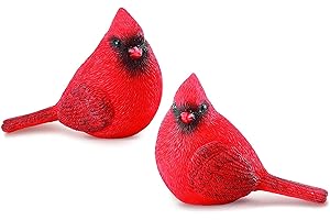 Darware Cardinal Figurines (Set of 2); Resin Red Bird Statue Figures for Christmas and Seasonal Decor; Large 5.5 x 4 Inch Figures